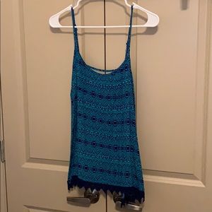 Aztec tank top with Shark bite crochet hem